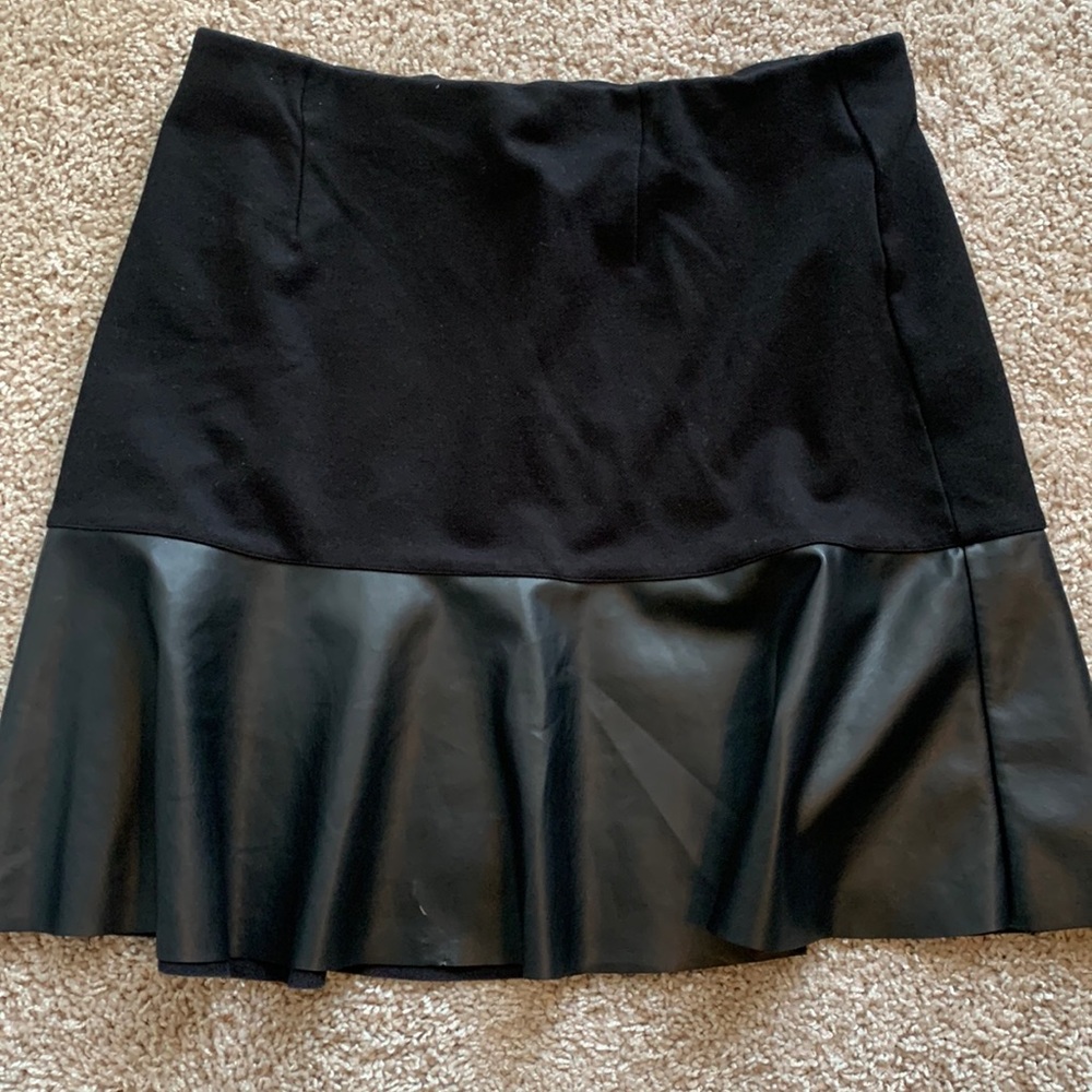 Cabi leather  mini flair skirt